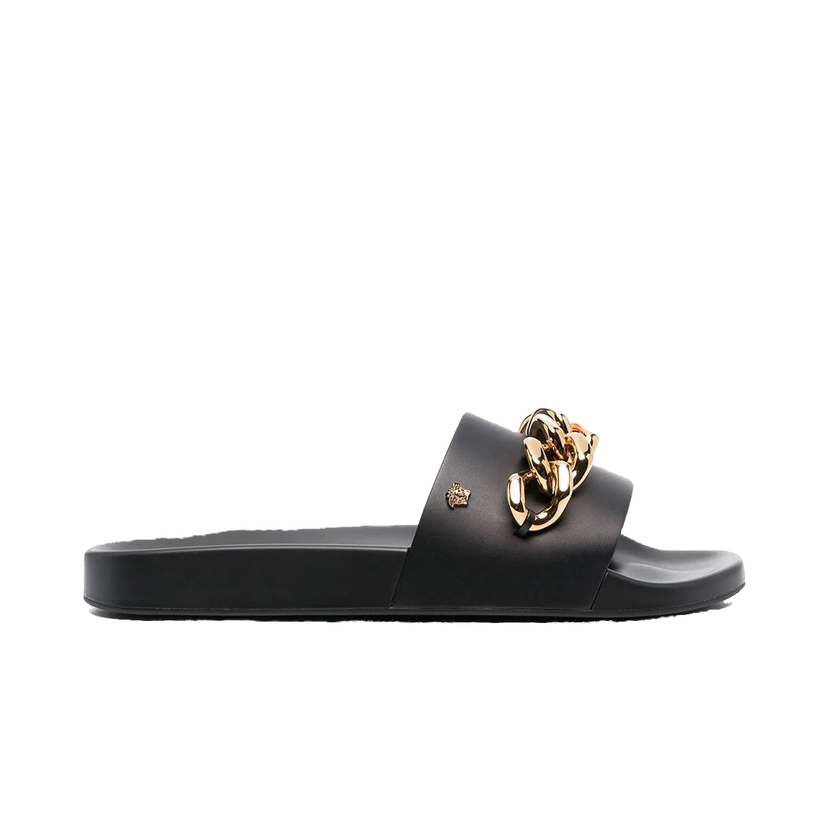 Кецове и обувки Versace Medusa Chain Slide Black Leather Черно | DSU8463-DV46G-KVO41