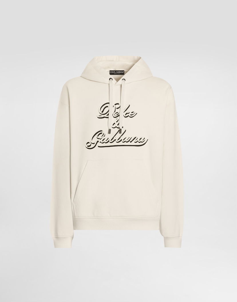 Суитчър Dolce & Gabbana Jersey Hoodie with Dolce & Gabbana Embroidery Бежово | G9ZU0ZG7PGAA4567