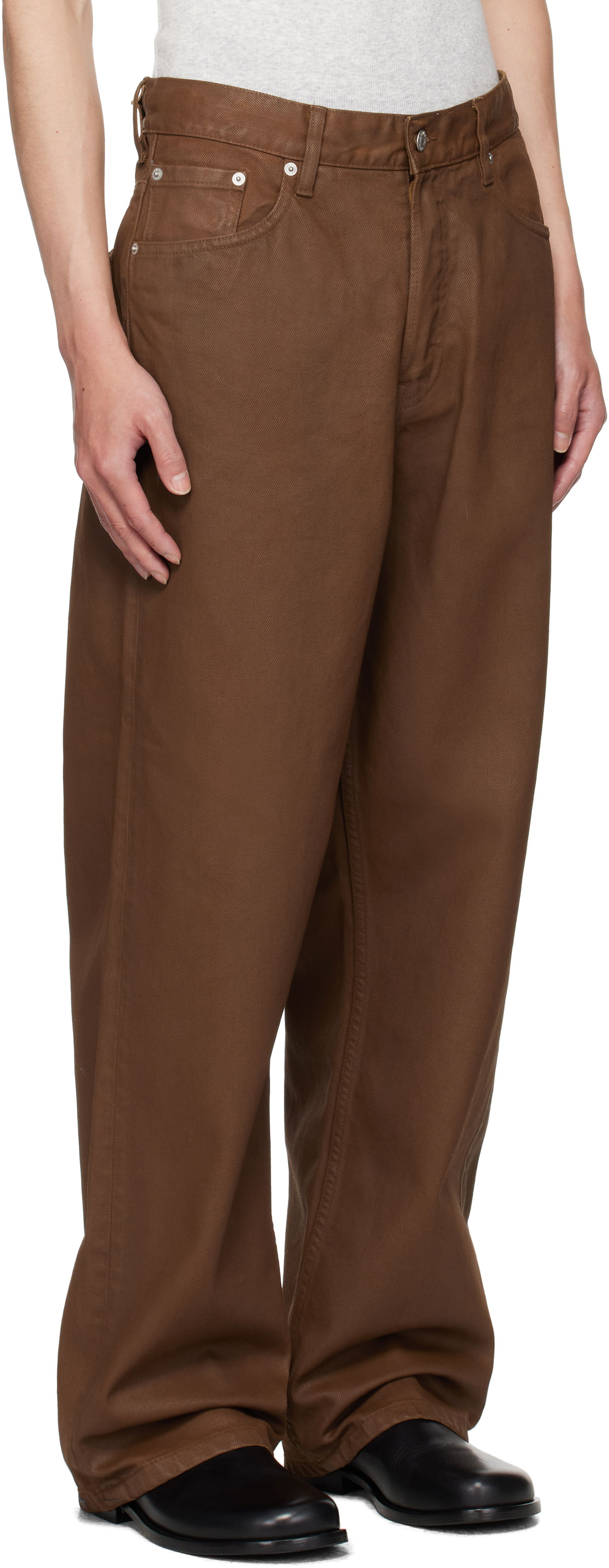 Дънки Dries Van Noten Dries Van Noten Loose Fit Coated Jeans Кафяво | 252-020927-2383, 1