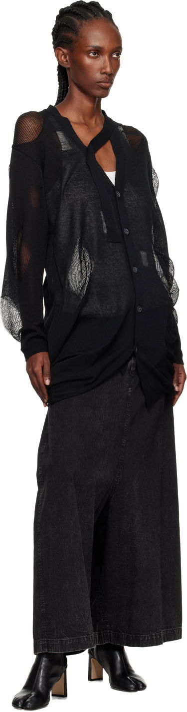 Пуловер Yohji Yamamoto YOHJI YAMAMOTO Plain Stitch & Pattern Draped Cardigan Черно | FP-K12-982, 3