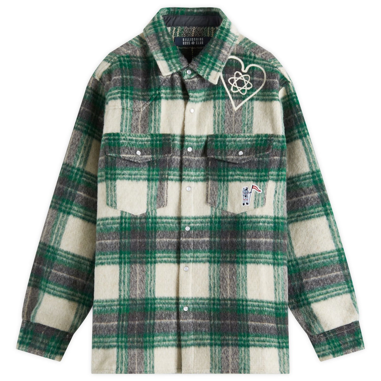 Риза BILLIONAIRE BOYS CLUB Heart & Mind Check Overshirt Зелено | B25127-GRN, 1