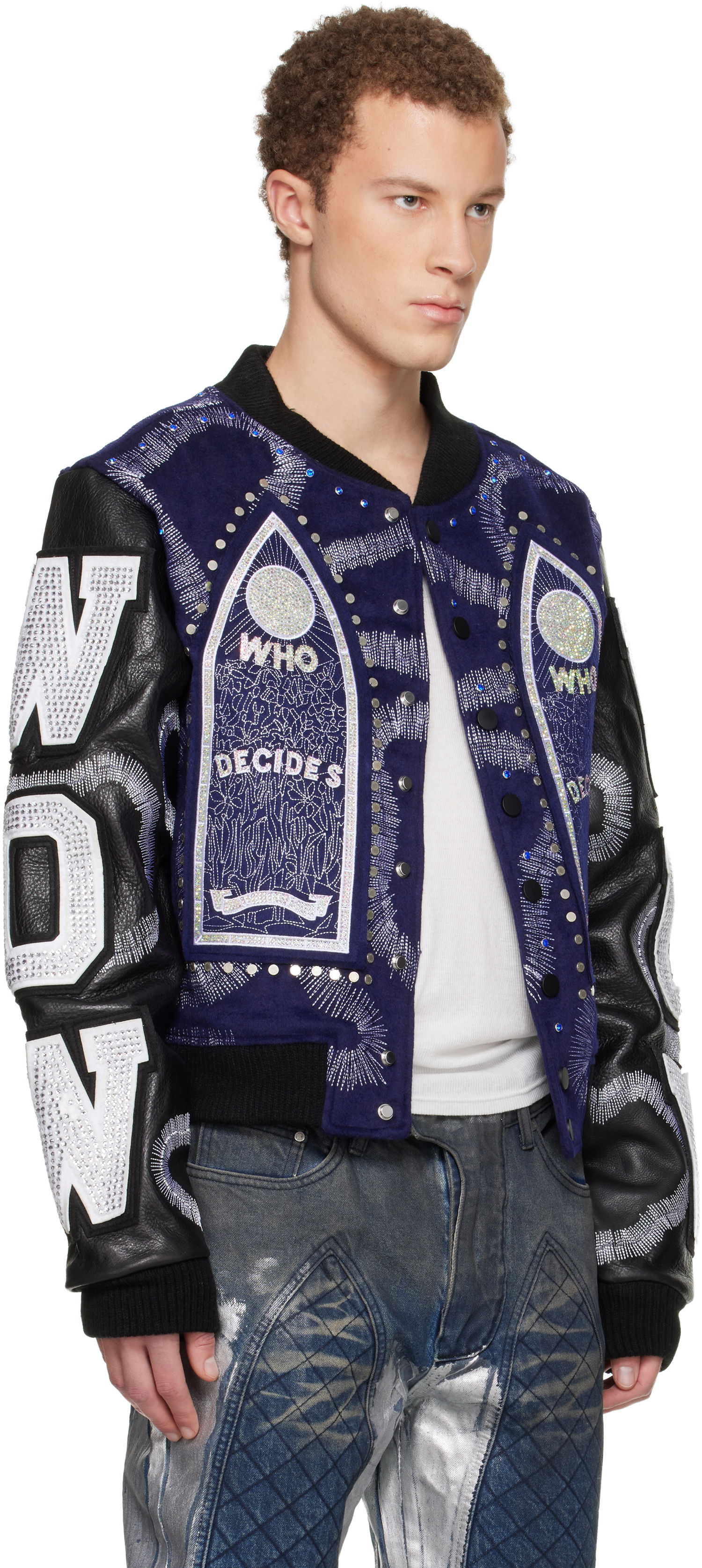Яке бомбър Who Decides War Who Decides War Hardware Cathedral Leather Varsity Jacket Многоцветен | 1131250010FW25, 1