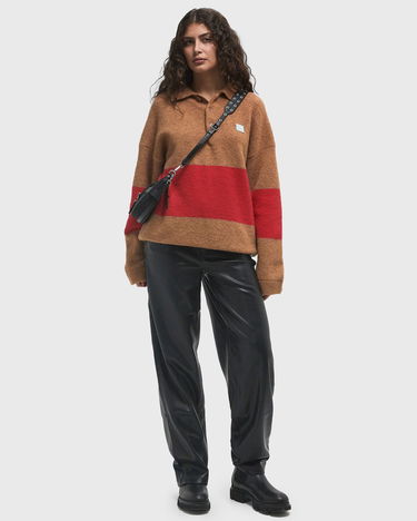 Пуловер American Vintage American Vintage GYLSON Knit Polo Sweater Кафяво | GYL18AH24-BEIGE-RAYE-FUCHSIA-CHINE, 1