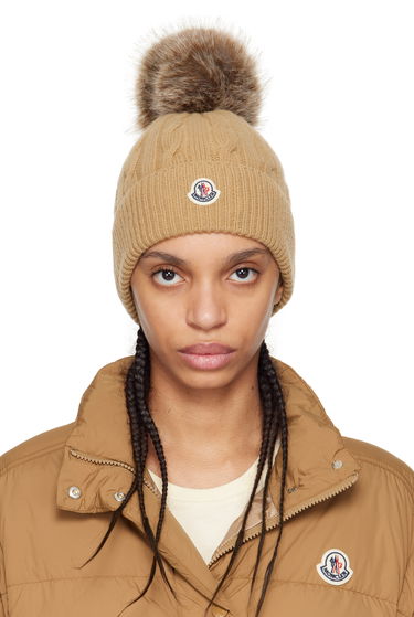 Пухо яке Moncler Moncler Wool & Cashmere Pom Pom Beanie Кафяво | K10933B00022M4281, 0