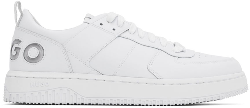 Кецове и обувки BOSS Faux-Leather Sneakers Бяло | 50523442, 0
