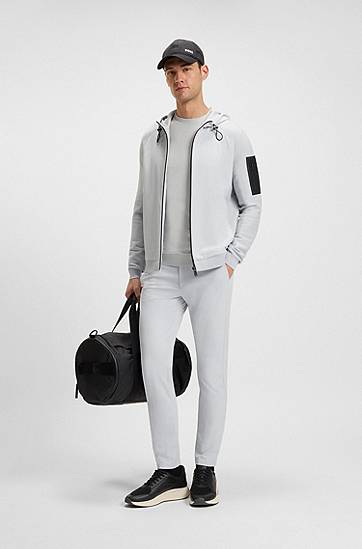 Яке BOSS Comfort-Stretch Knit Hybrid Jacket Сиво | 50541956, 1