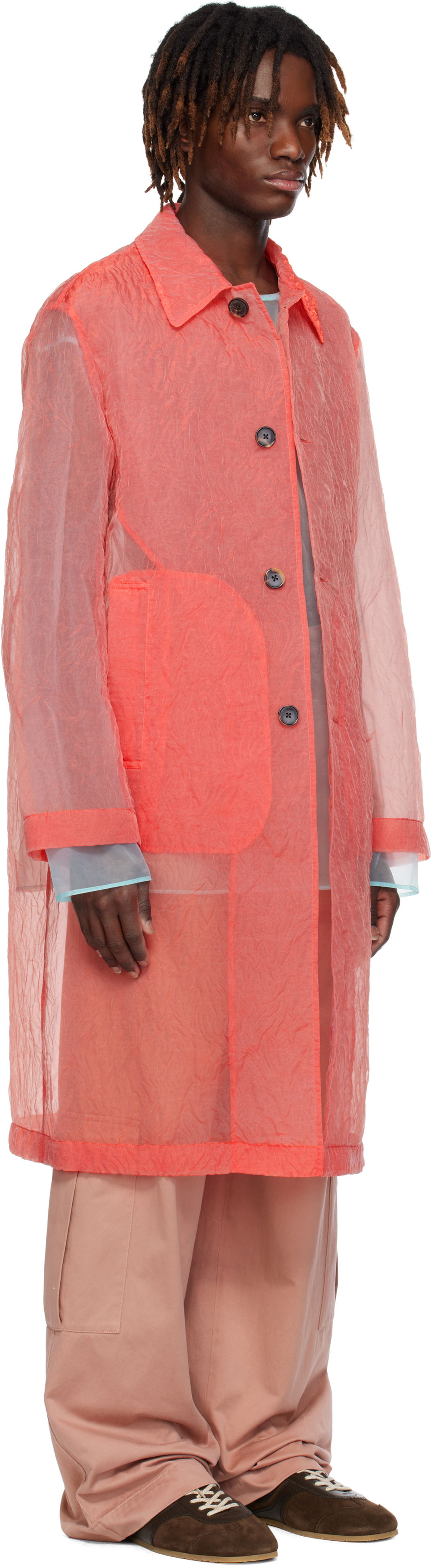 Дъждобран Dries Van Noten Dries Van Noten Crinkled Organza Coat Червено | 251-020211-1277, 1