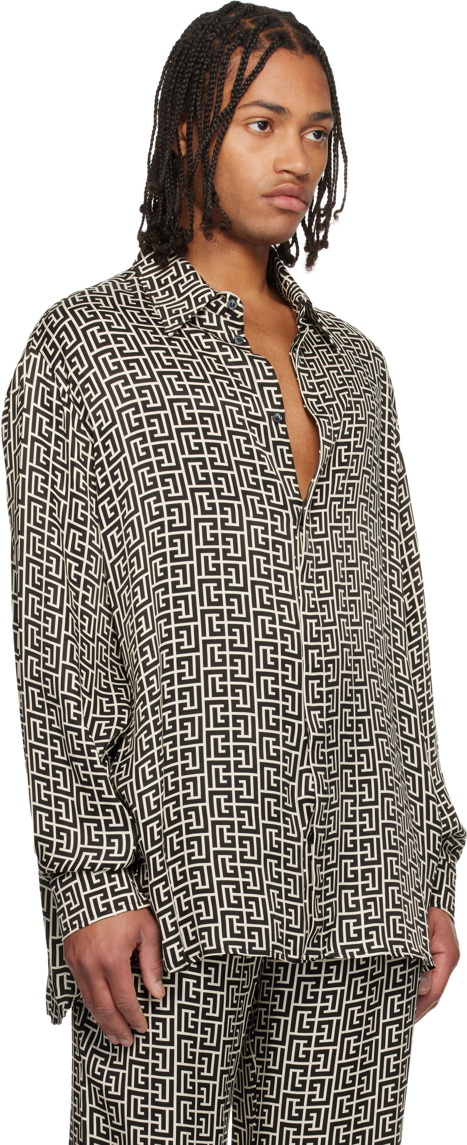 Риза Balmain Monogrammed Flowing Shirt Многоцветен | FH1HS485VI36, 1