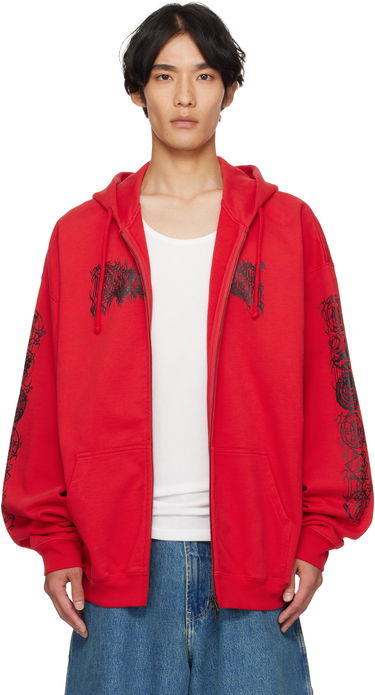 Суитчър VETEMENTS Vetements Cradle of Filth Oversized Zip-Up Hoodie Червено | UCF76ZU300R, 0