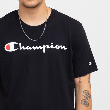 Тениска Champion Script Logo Crewneck T-Shirt Черно | 219206-KK001, 2
