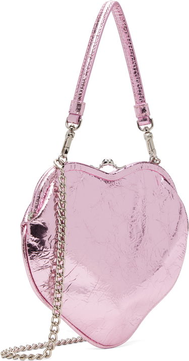 Дамска чанта Vivienne Westwood Belle Crinkled Metallic Heart Frame Bag with Chain Розово | 4B01000CW-L00A7-, 2