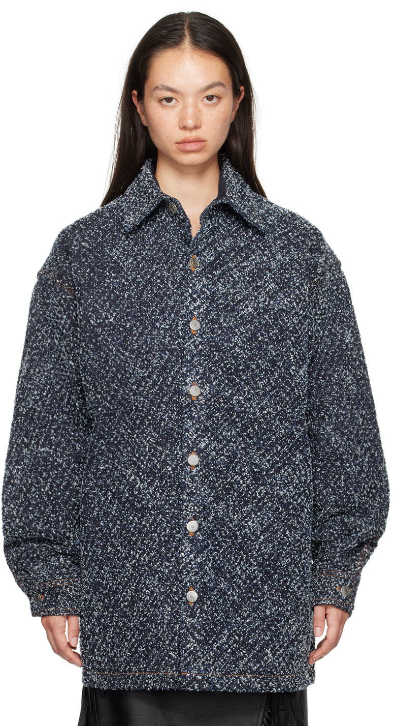 Риза Stella McCartney Oversized Bouclé Jacket Синьо | 6D03283SPH99