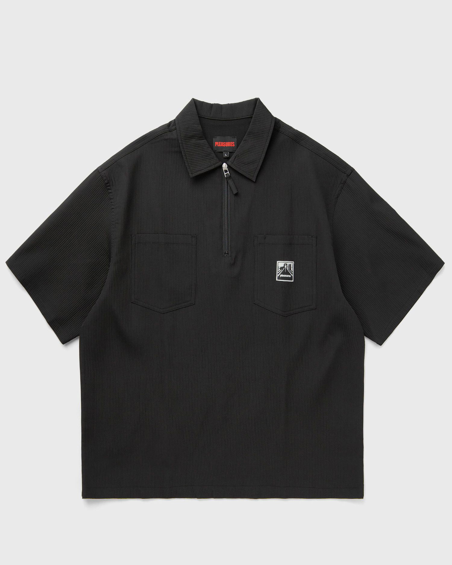 Поло тениска Pleasures Pleasures Electron Zip Pique Polo Shirt Черно | P25SP023-BLACK, 1