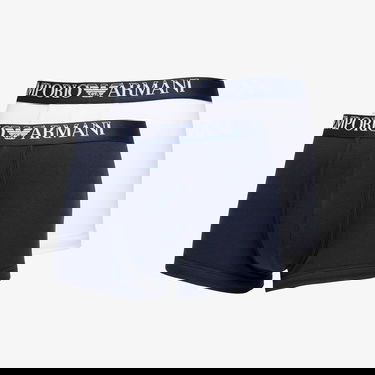 Бельо и чорапи Emporio Armani EA7 Men's Knit Trunk 2-Pack Marine/ Bianco M Черно | 112023 4R502 17135, 0