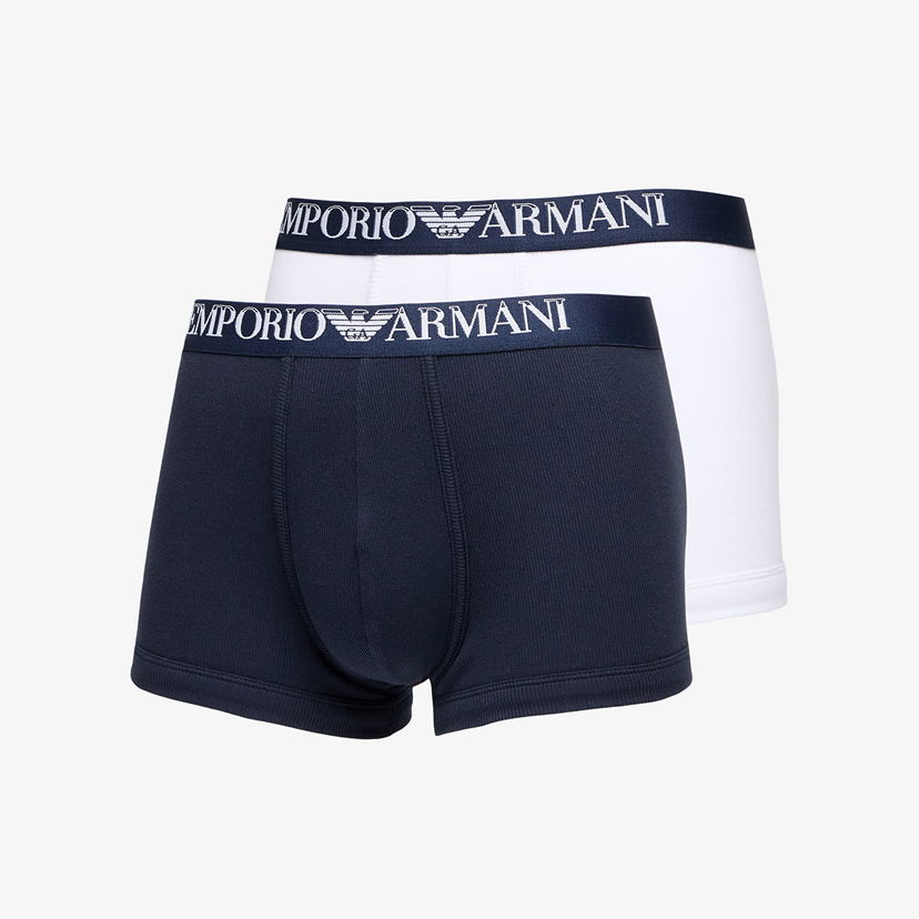 Бельо и чорапи Emporio Armani EA7 Men's Knit Trunk 2-Pack Marine/ Bianco M Черно | 112023 4R502 17135