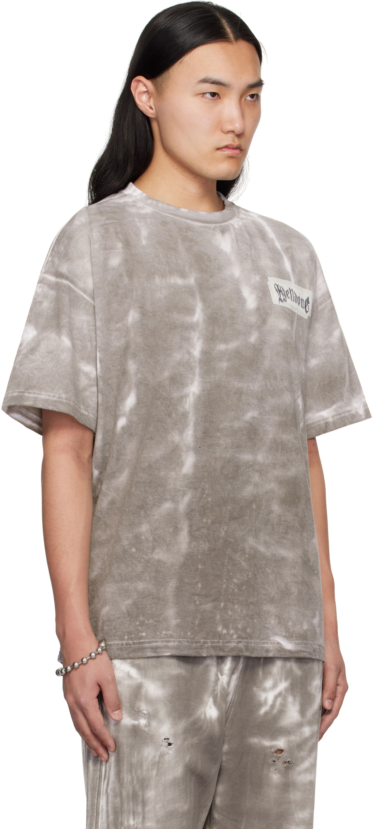 Тениска We11done We11done Tie-Dye T-Shirt Сиво | WD-TT0-25-778-U-BK, 1