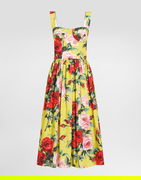 Dolce & Gabbana Rose Print Cotton Midi Sundress
