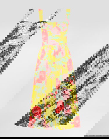 Pокля Dolce & Gabbana Dolce & Gabbana Rose Print Cotton Midi Sundress Жълто | F6ZT1THS5TFHG5JD, 0