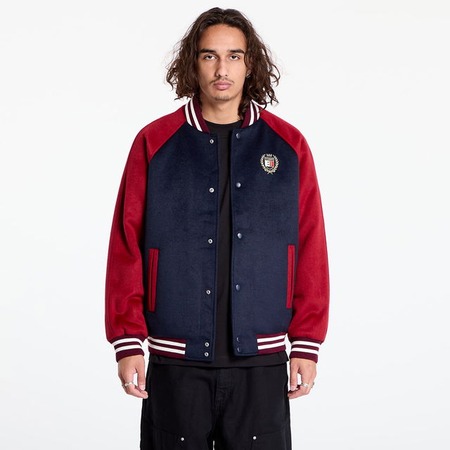 Wool Blend Crest Bomber Dark Night Navy/ Regatta Red