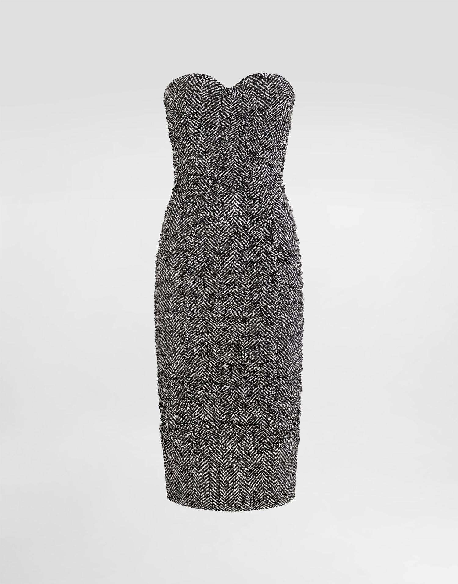 Pокля Dolce & Gabbana Dolce & Gabbana Habotai Silk Strapless Chevron Print Dress Черно | F6TWCTFSA7ZHH5QS, 0
