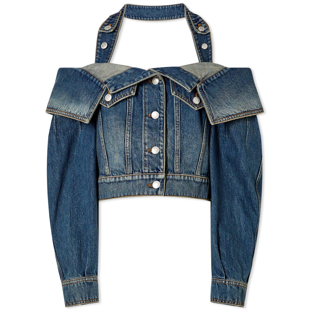 Яке Alexander McQueen Off The Shoulder Denim Jacket Тъмно синьо | 732807QMACC-4251, 0
