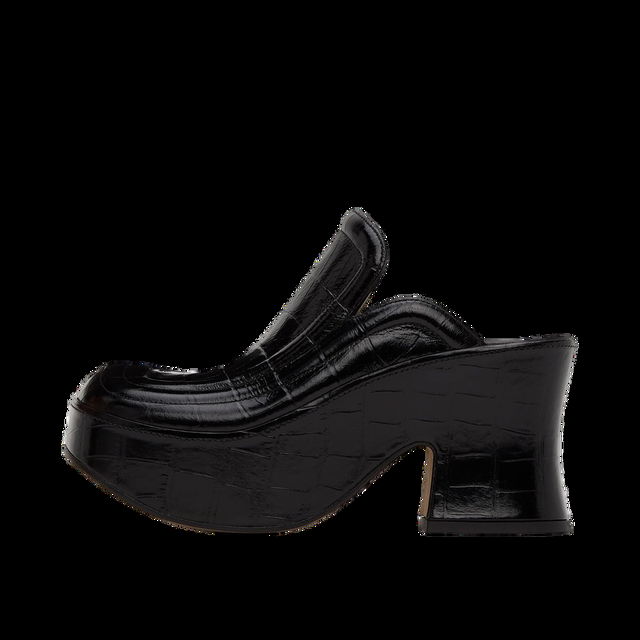 Croc Wedge Heels "Black"