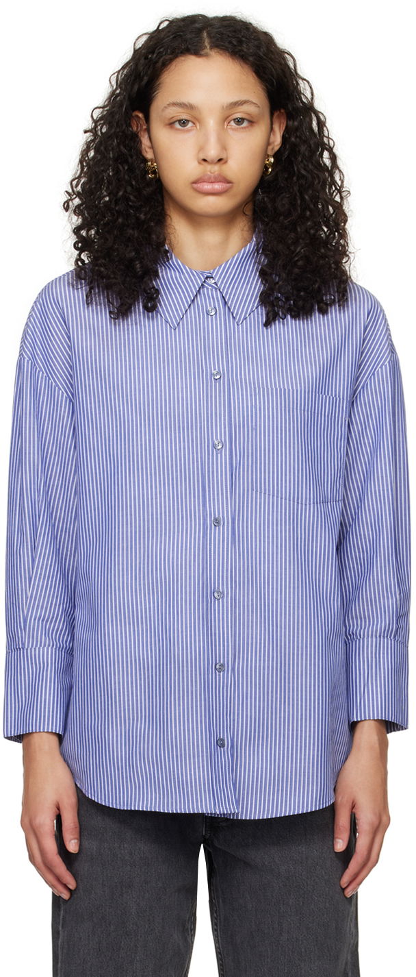 Риза Anine Bing Striped Mika Button-Down Shirt Синьо | A-07-3006-404