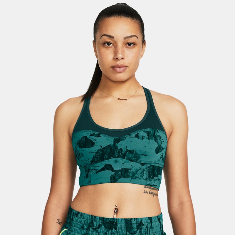 Сутиен Under Armour Project Rock Infinity Let's Go LL BH mit Print für Damen Coastal Teal / Schwarz Зелено | 1384161-722