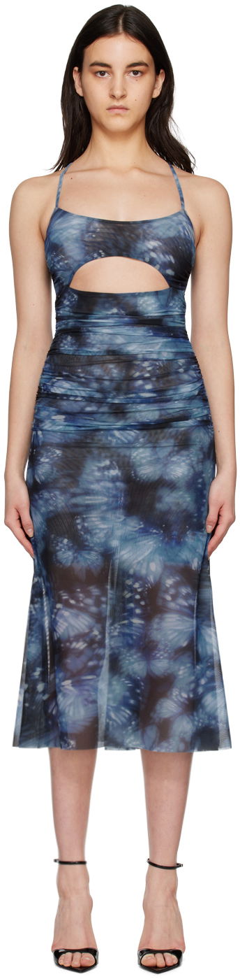 Pокля MISBHV Butterfly Print Cut-Out Midi Dress Синьо | 230W802, 0