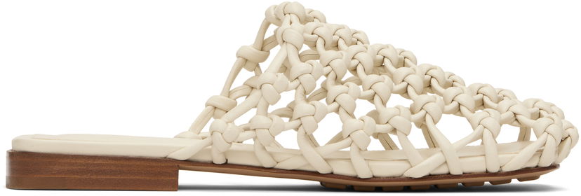 Кецове и обувки Bottega Veneta Bottega Veneta Supple Lambskin Flat Sandals Бяло | 827669 V3H60
