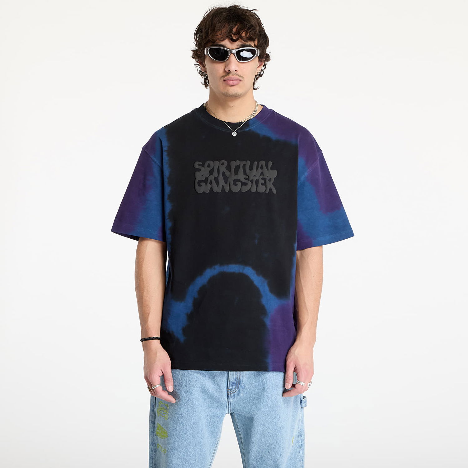 Тениска Footshop Tie Dye T-Shirt With Logo Print Лилаво | FTSHP_385, 0