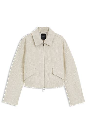 Bouclé Jacket with Two-Way Zip