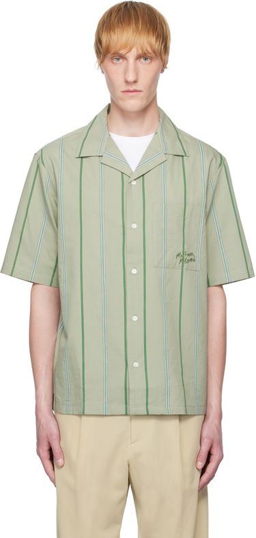 Риза MAISON KITSUNÉ Maison Kitsuné Resort Striped Shirt Зелено | OM00421WC5029, 0
