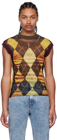 Jean Paul Gaultier Edition Argyle Mesh Tank Top