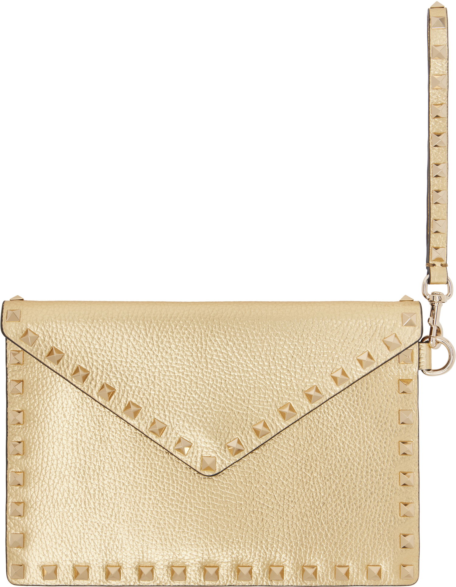 Дамска чанта Valentino Valentino Garavani Rockstud Laminated Grainy Calfskin Pouch Металик | 6W2P0P87GGE, 0
