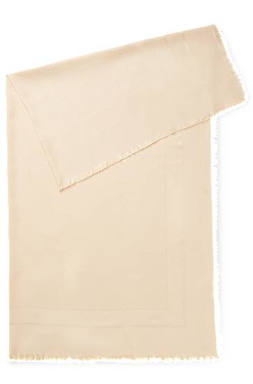 Шал BOSS Square scarf in silk and wool with logo details Бежово | 50510871, 0
