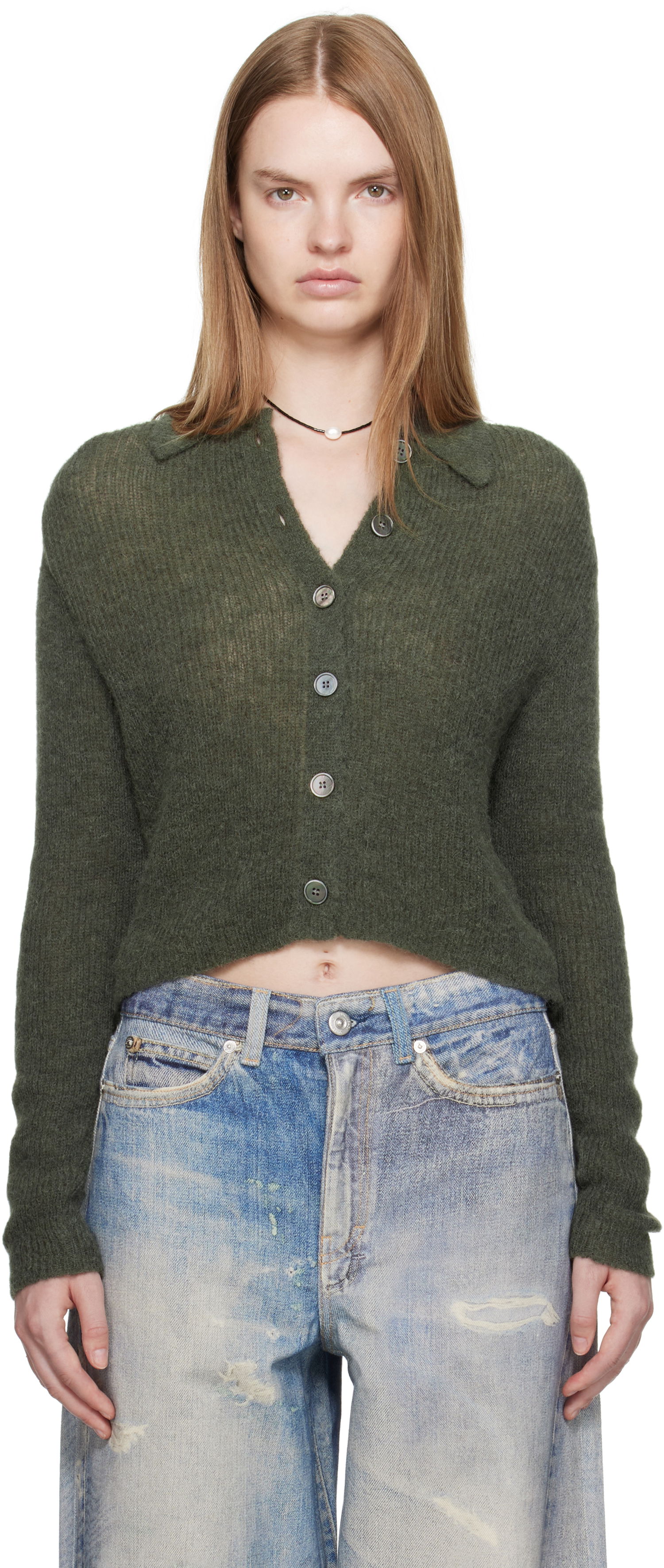 Пуловер OUR LEGACY Our Legacy Mazzy Polo Cardigan Зелено | W4253MM, 0