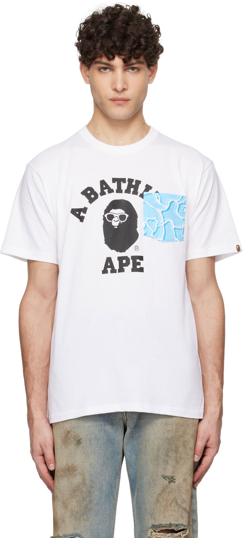 Тениска BAPE Sea Surface Camo Pocket T-Shirt Бяло | 001CSK701001F