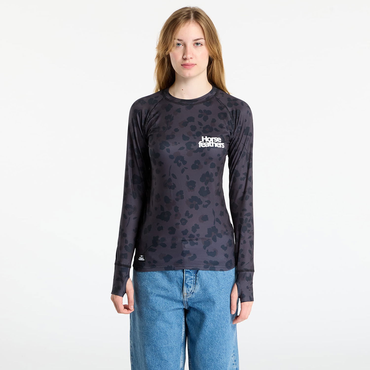 Тениска Horsefeathers Long-Sleeve Top Mirra Floral Cheetah with Thumbholes Черно | SW927E, 0
