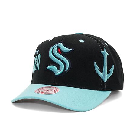 Шапка с козирка Mitchell & Ness Overbite Pro Snapback Seattle Kraken Black Тюркоазено | HHSS7311-SKRYYPPPBLCK, 0