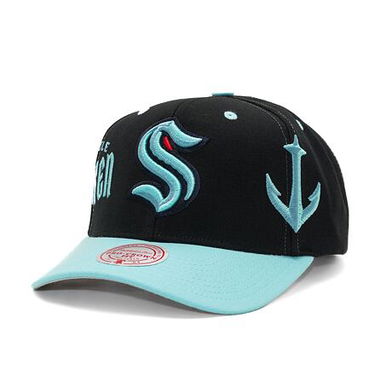 Шапка с козирка Mitchell & Ness Overbite Pro Snapback Seattle Kraken Black Тюркоазено | HHSS7311-SKRYYPPPBLCK, 0