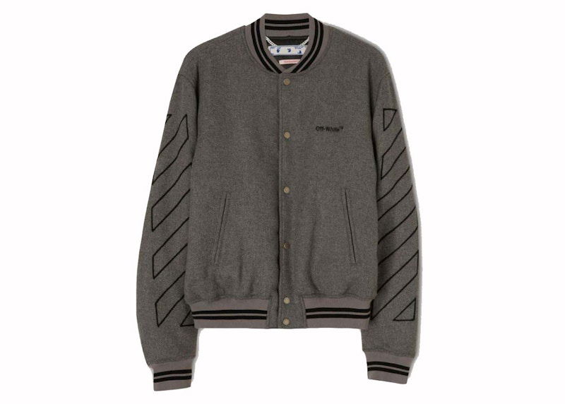 Яке бомбър Off-White Wool Varsity Jacket Сиво | OMEA315C99FAB0010810, 0