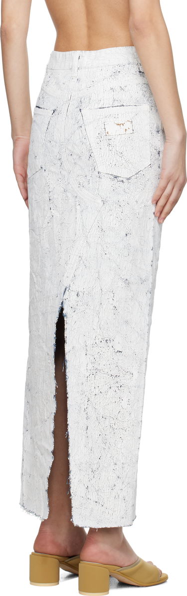 Пола Maison Margiela MM6 Maison Margiela Hand-Painted Denim Maxi Skirt Бяло | S62MI0027 M30028, 2