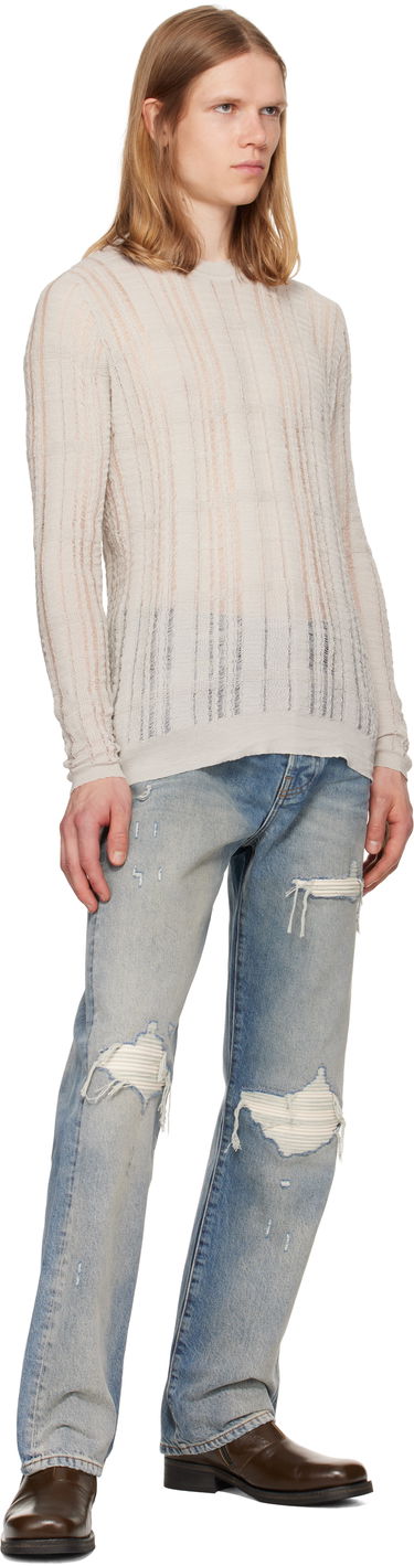 Дънки AMIRI AMIRI Suede Straight MX1 Jeans Синьо | AMDNGH1085, 3