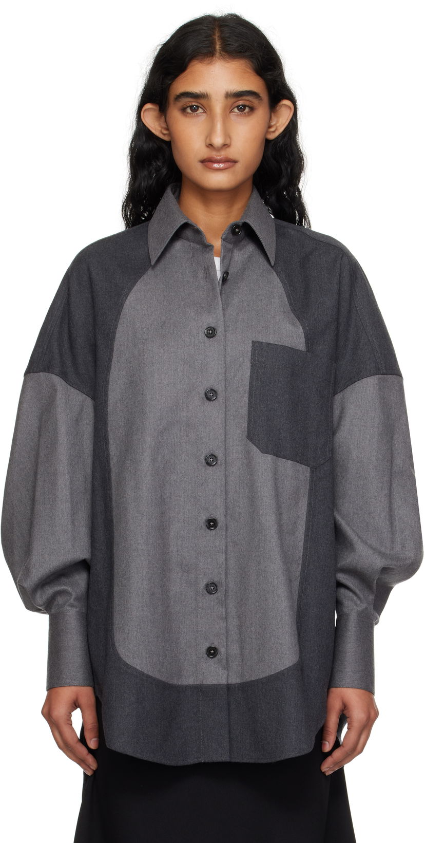 Риза Stella McCartney Stella McCartney Mixed Flannel Shirt Сиво | 6201593CU703