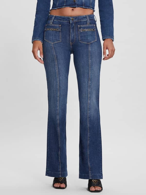 Дънки GUESS Mid Rise Bootcut Denim Тъмно синьо | W3BA0GD4H77, 0