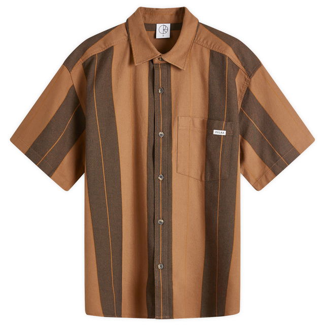 Mitchell Strip Short Sleeve Shirt Brown Stripe