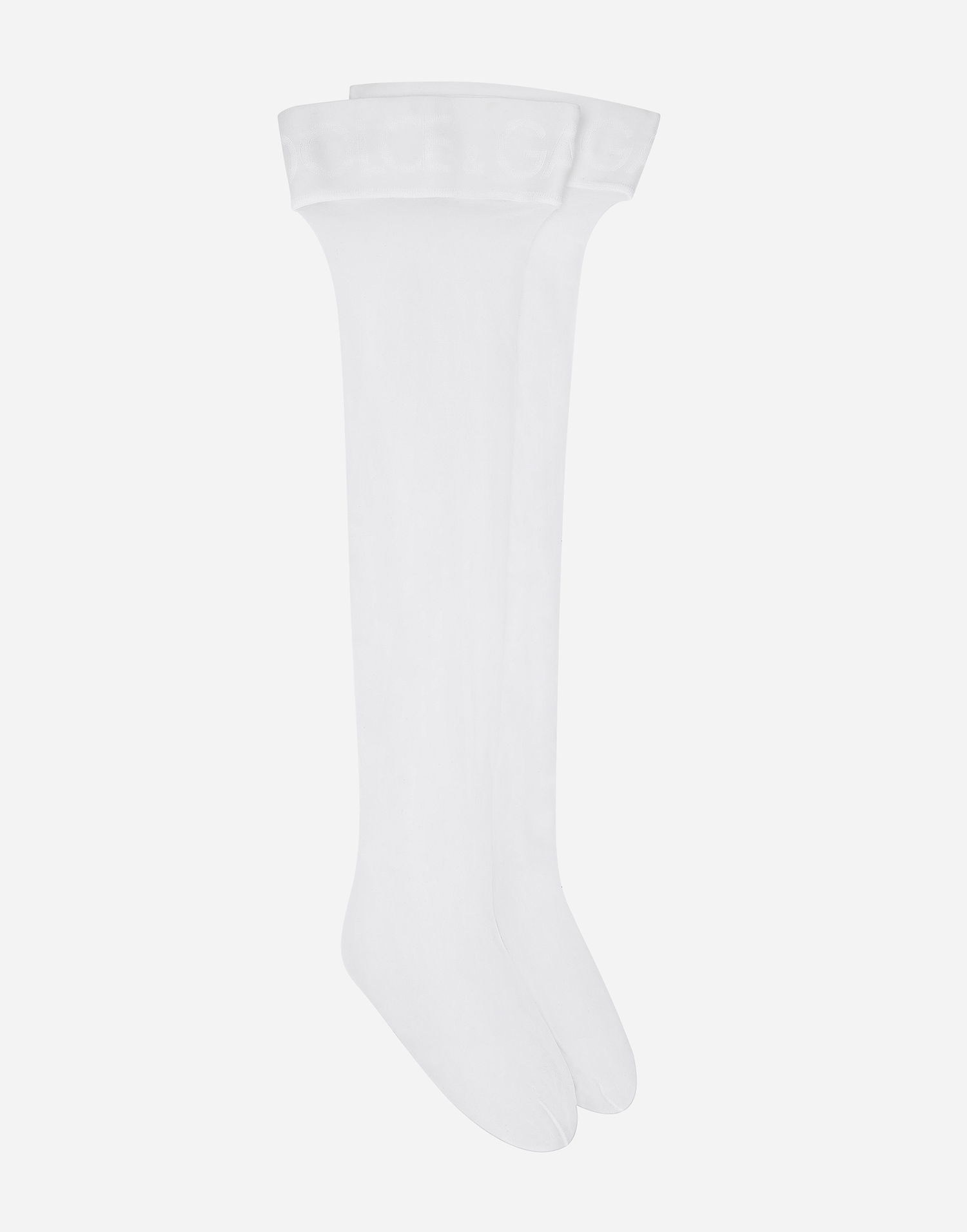 Чорапи Dolce & Gabbana Sheer Thigh-High Logo-Knit Socks Бяло | O4A70TONO28W0800, 0