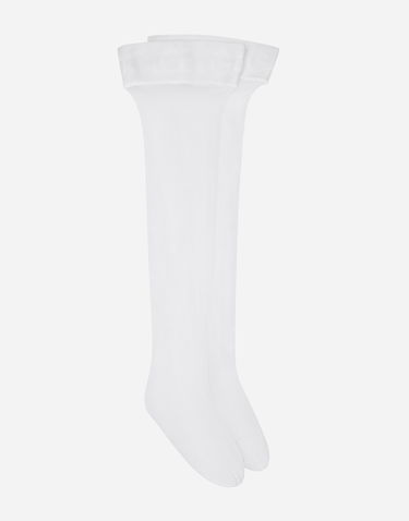 Чорапи Dolce & Gabbana Sheer Thigh-High Logo-Knit Socks Бяло | O4A70TONO28W0800, 0