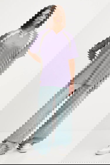 Тениска Puma FENTY V-Neck Oversized Mesh Panel T-Shirt Лилаво | 635638, 1